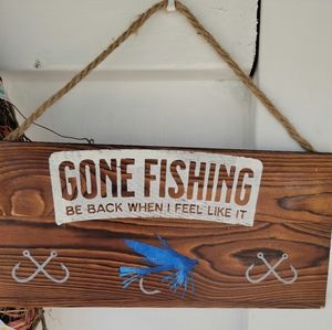 Handmade Wooden fishing sign